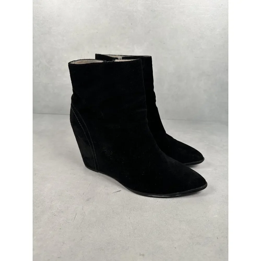 Free People x Sol Sana Boots Womens Size 41 Black Suede Wedge Booties Side Zip